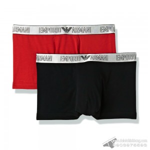 Quần lót nam Emporio Armani Cotton Silver Trunk 2-pack Black/Red